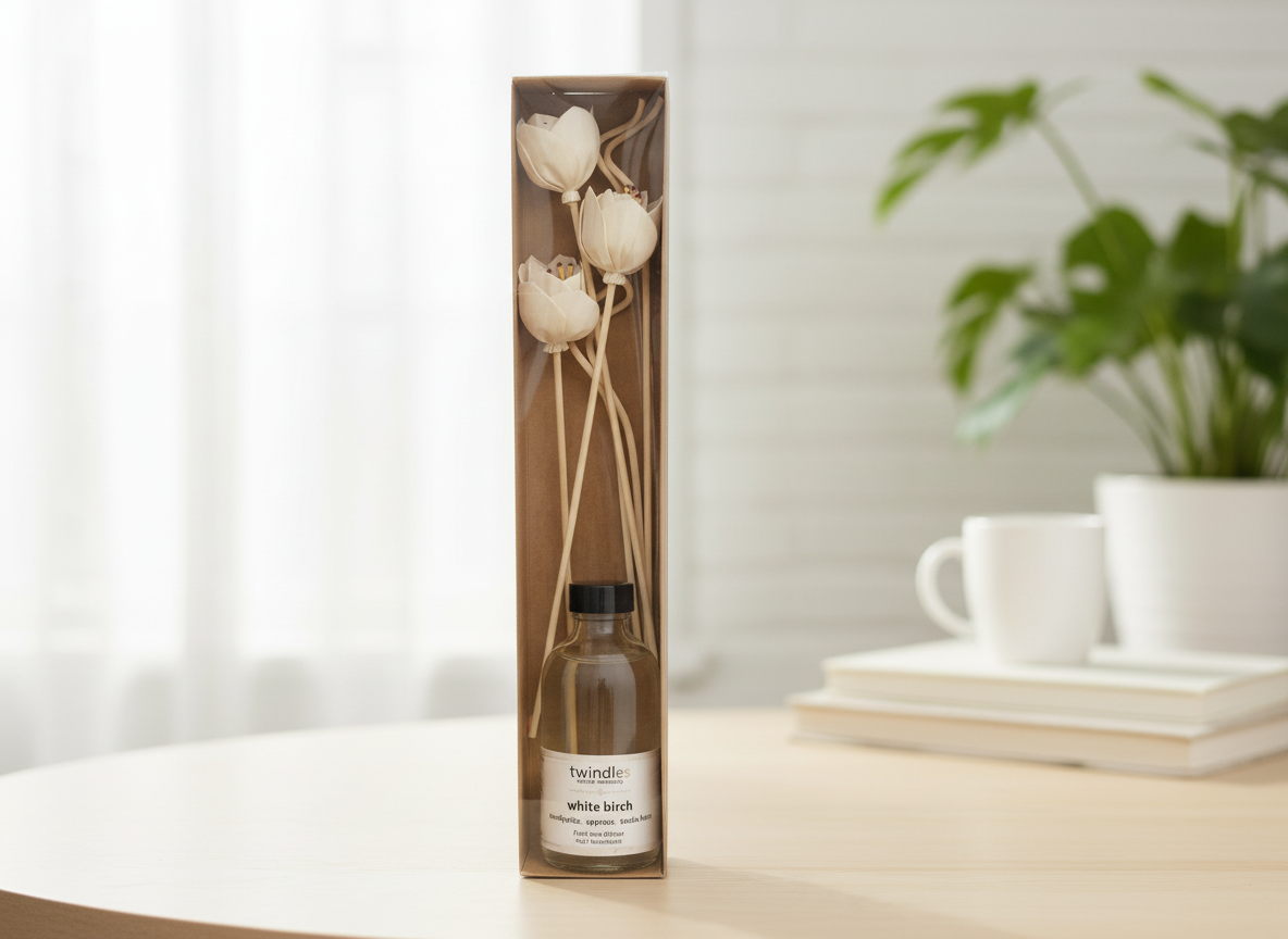 Glass Reed Diffuser w/Natural Rattan Reed Sticks