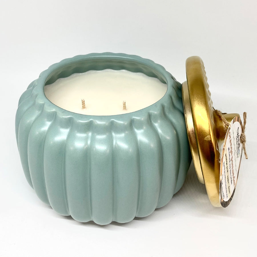 16 oz. Teal Harvest Ceramic Pumpkin Jar (Copy)