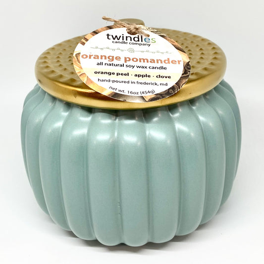 16 oz. Teal Harvest Ceramic Pumpkin Jar (Copy)